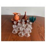Vintage Clear Glass Candlestick Holder Set