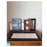 Wood Clock Picture Frame Brown