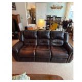 Brown Leather Reclining Sofa