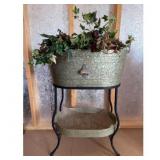 Metal Tub Planter on Stand
