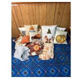 Fall-Themed Decorative Pillows and Blankets