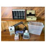 Office Supplies and cash drawer and box