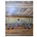 Pfalzgraft Red Floral Punch Bowl Set