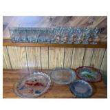 Christmas Decorated Glasses and Clear Plates