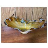 Amber Swirl Art Glass Bowl