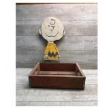 Royal Crown Cola Wooden Crate and Charlie Brown cu