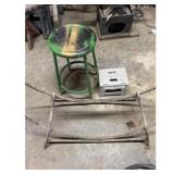 Green Stool Step Stool  Metal Fire Wood Frame