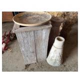 Wooden Stand Ceramic Bowl  Garden Decorations