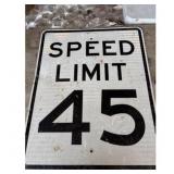 Speed Limit Sign 45 MPH White Metal