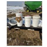 Metal Trash Cans Snowman Decoration Set of Three