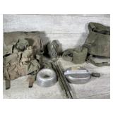 Vintage Army gas mask and supplies