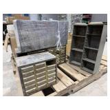 Box of Brass Fittings and Metal Storage Bins