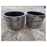 Pair of Whiskey Barrel Flower Planters