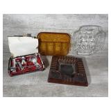 Vintage ashtray, bar set, serving plates