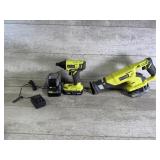 Ryobi 18V Drill, Reciprocating Saw, Batteries,