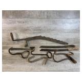 Antique Hay Saw, Hatchet, Hay Hooks