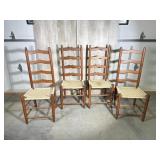 Set of 4 Wooden Chairs Woven Seats