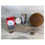 Vintage Balls and Skateboard