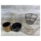 Metal Baskets And Pottery