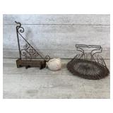 Vintage Jar Opener, Wire Basket, Ball of String,