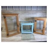 3 Wooden Display Case with Glass Shelving