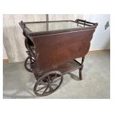 Mahogany Drop Leaf Bar Cart