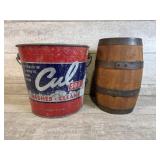 Cul Soap Metal Can, Wooden Barrel