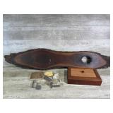 Walnut Slab, Wooden Box, Fossils