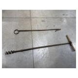 Antique Hand Auger, Iron Hook