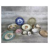 Assorted Decorative Plates, Bowls, and Cups