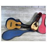 Guitar with Case and Mandolin with Case