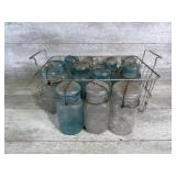 Various Size Ball Jars With Basket