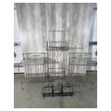 Metal Tables w/ Glass Tops, Newspaper Rack