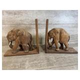 Wood elephant bookends