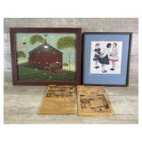 (2) Framed Pictures and Antique Prints