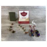 Vintage Clip On Christmas Birds, Bells, Book