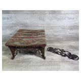 Cast Iron Foot Stool and Cast Iron Wall Hook Rack