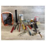 Fencing pliers, flashing light, hammer, yard