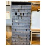 Metal Bin Cabinet With Contents