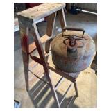 Ladder and vintage gas can