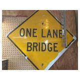 One Lane Bridge Sign