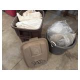Paper rags, trash can, tote with plastic
