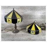 Pair of stained glass John Deere lamps