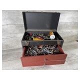 Toolbox, drill bits, cable connectors