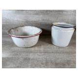 Enamelware Bucket And Bowl