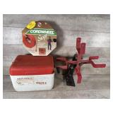 Air hose reel, cordwheel, cooler
