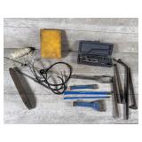 Pickle fork, chisels, anvil Mandrel