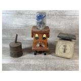 Wooden Gumball Dispenser, Scale, Metal Funnel