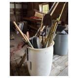 Barrel of Yard Tools