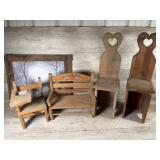 Wooden chairs and picture